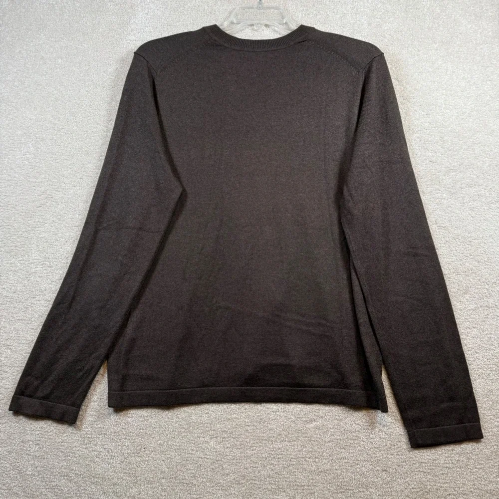 Banana Republic V-Neck Sweater Mens L Brown Silk Cashmere Blend Long‎ Sleeve